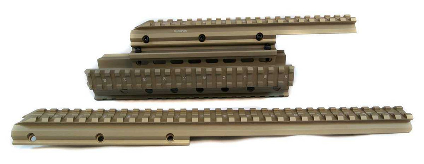 Saiga 12/20 Gauge Shotgun Quad Rail - Flat Dark Earth Saiga Monstrum Saiga 12/20 Gauge Shotgun Quad Rail - Flat Dark Earth Saiga Monstrum