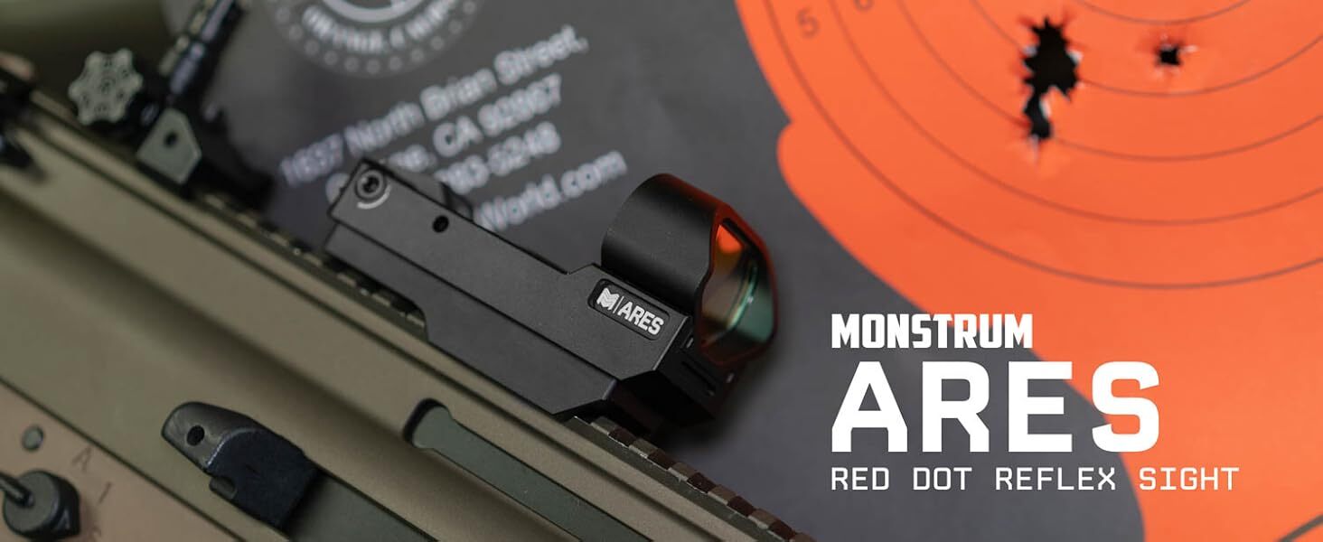 Ares V2, red dot, multi-reticle, rifle red dot, picatinny mount red dot.