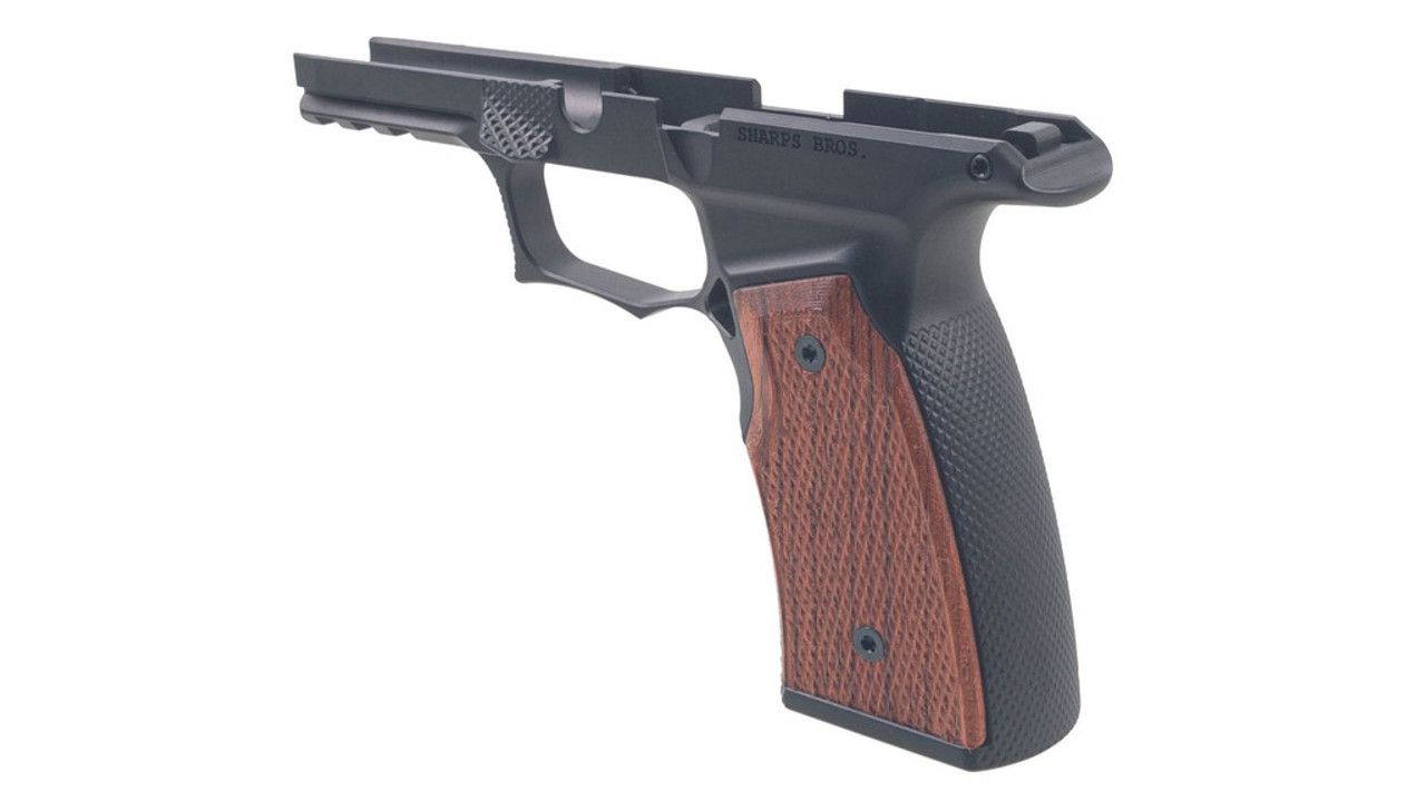 Sharps 365 Improved Grip Module G2 for Sig P365 XMacro  (No Manual Safety Cut) - Black with Brazilian Cherry Grips