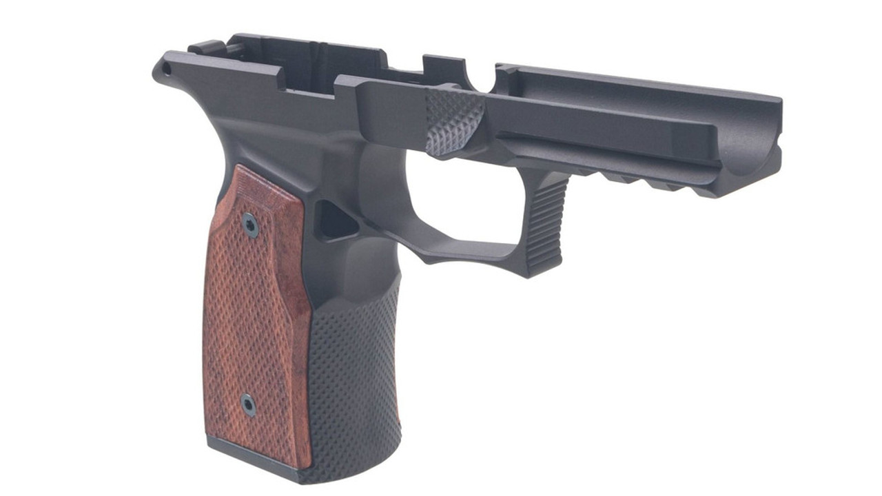 Sharps 365 Improved Grip Module G2 for Sig P365 XMacro  (No Manual Safety Cut) - Black with Brazilian Cherry Grips