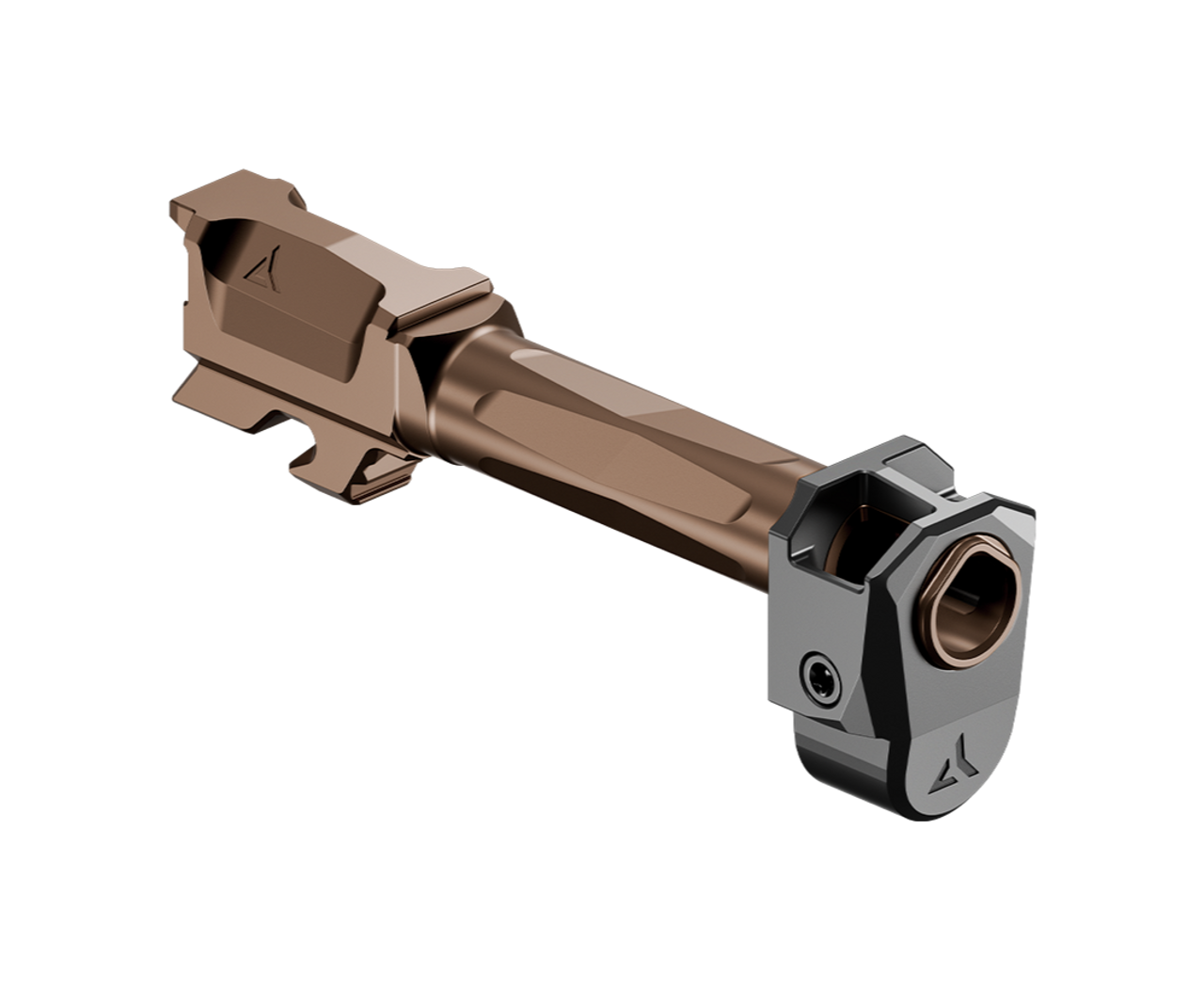 angled right side view Radian Afterburner Ramjet for Glock 43 Bronze