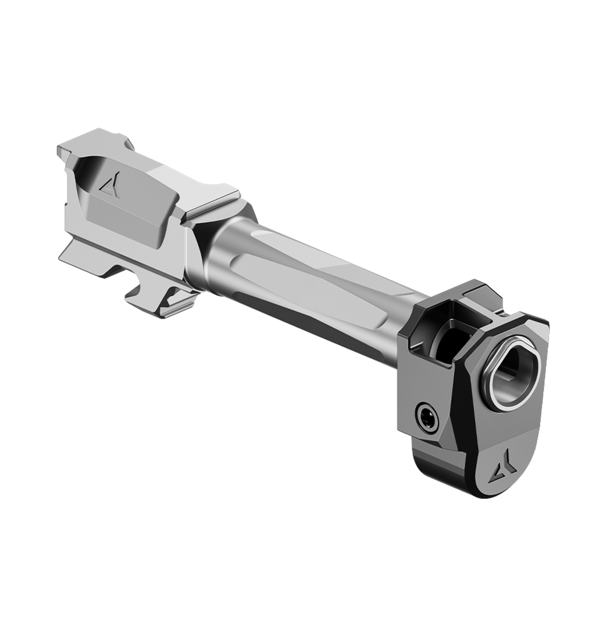 Radian Afterburner Ramjet compensator ported barrel for Glock 43 Black grey angled right side view