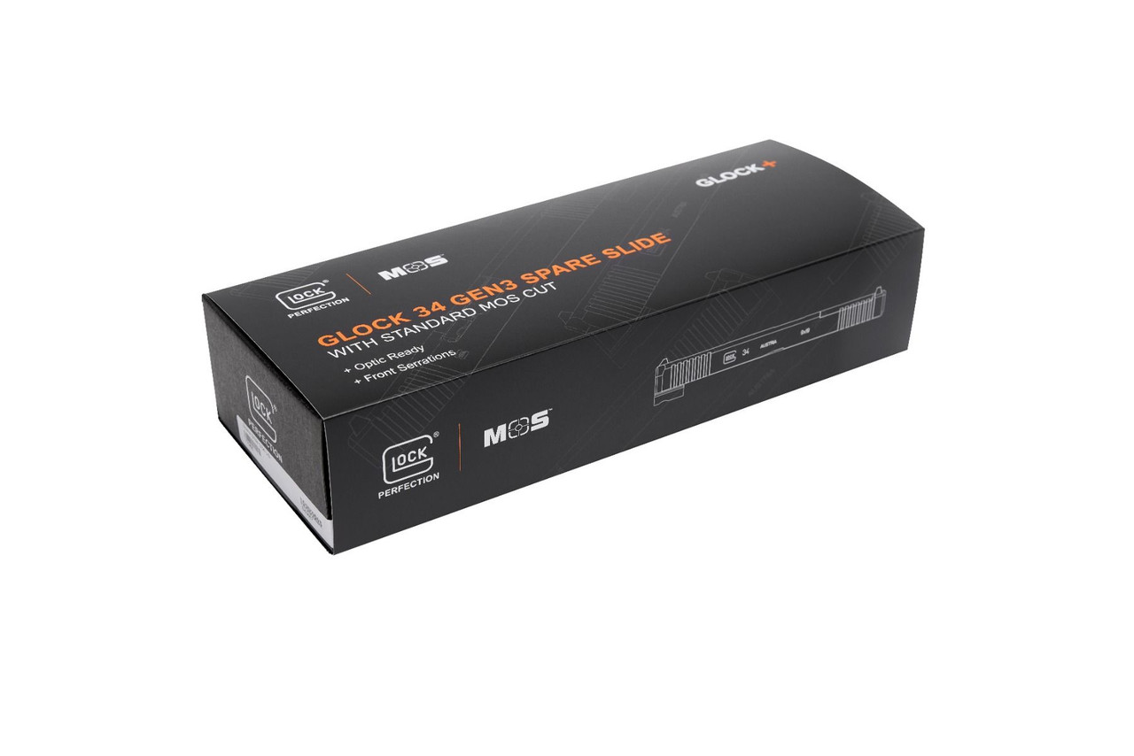 Glock 34 Gen 3 MOS Cut OEM Factory Replacement Slide box package Glock 34 Gen 3 MOS Cut OEM Factory Replacement Slide box package