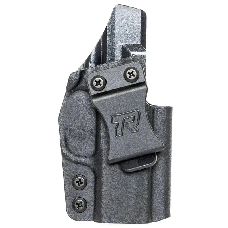 Rounded Classic IWB Kydex Holster for Glock 19 Olight PL MINI 3 Valkyrie black clip exterior view