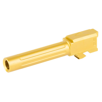 Agency Arms Mid Line Match Grade Drop In Barrel Glock 19 Gen 5 Titanium Nitride TiN Top left side view Agency Arms Mid Line Match Grade Drop In Barrel Glock 19 Gen 5 Titanium Nitride TiN Top left side view