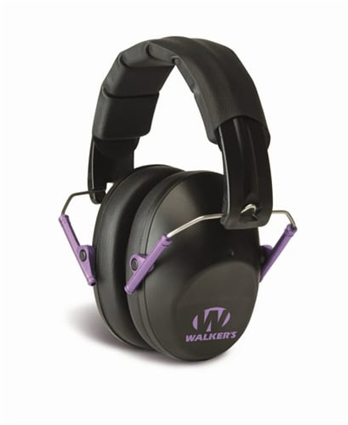 Walker's Low Profile Folding Ear Muff Passive Hearing Protection  -Black, Black & Teal, Black & Purple, Black & Orange