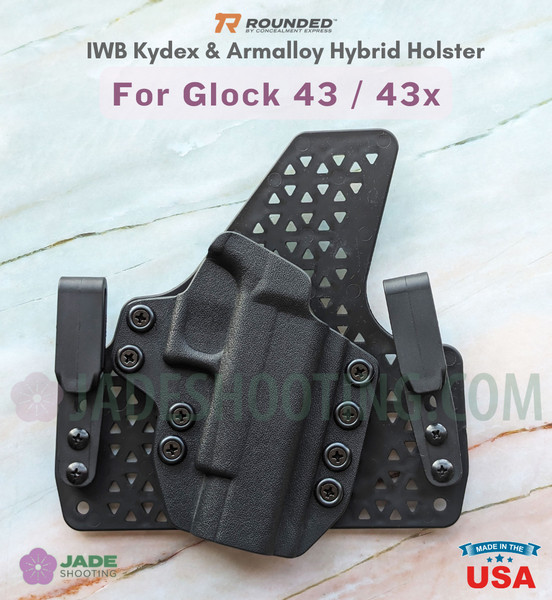 Rounded Tuckable IWB Kydex / Armalloy Wide Hybrid Holster - Glock 43 / 43X / 48 (Including MOS)