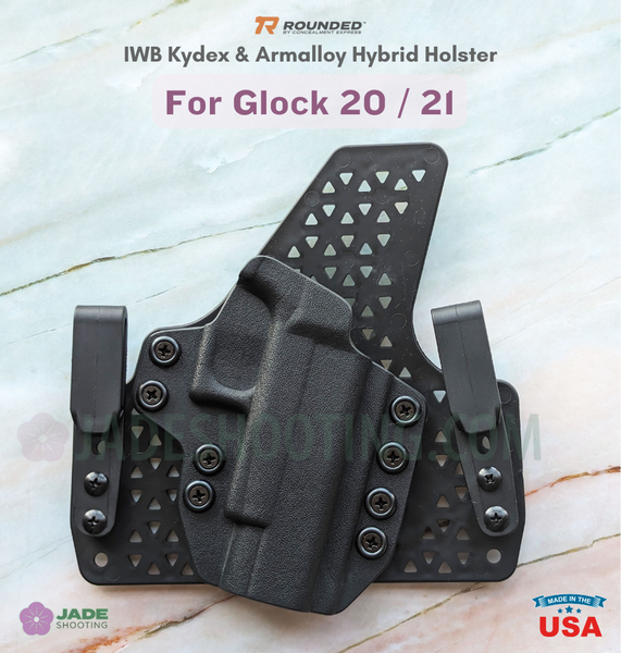Rounded Tuckable IWB Kydex / Armalloy Wide Hybrid Holster - Glock 20 / 21