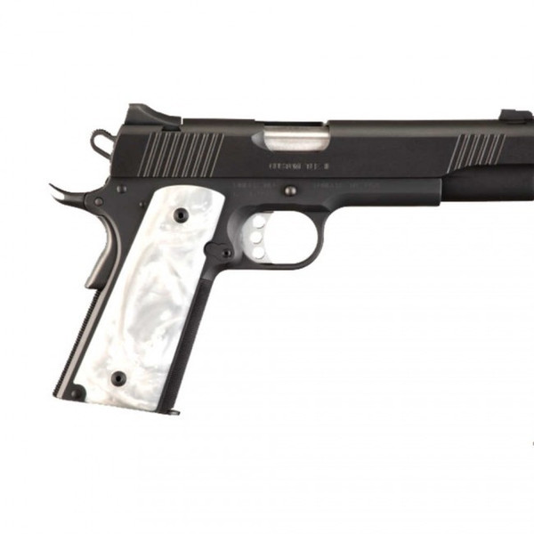 Hogue White Pearl Polymer Grip Panels for 1911 Full Size Government with Ambidextrous Safety Cut