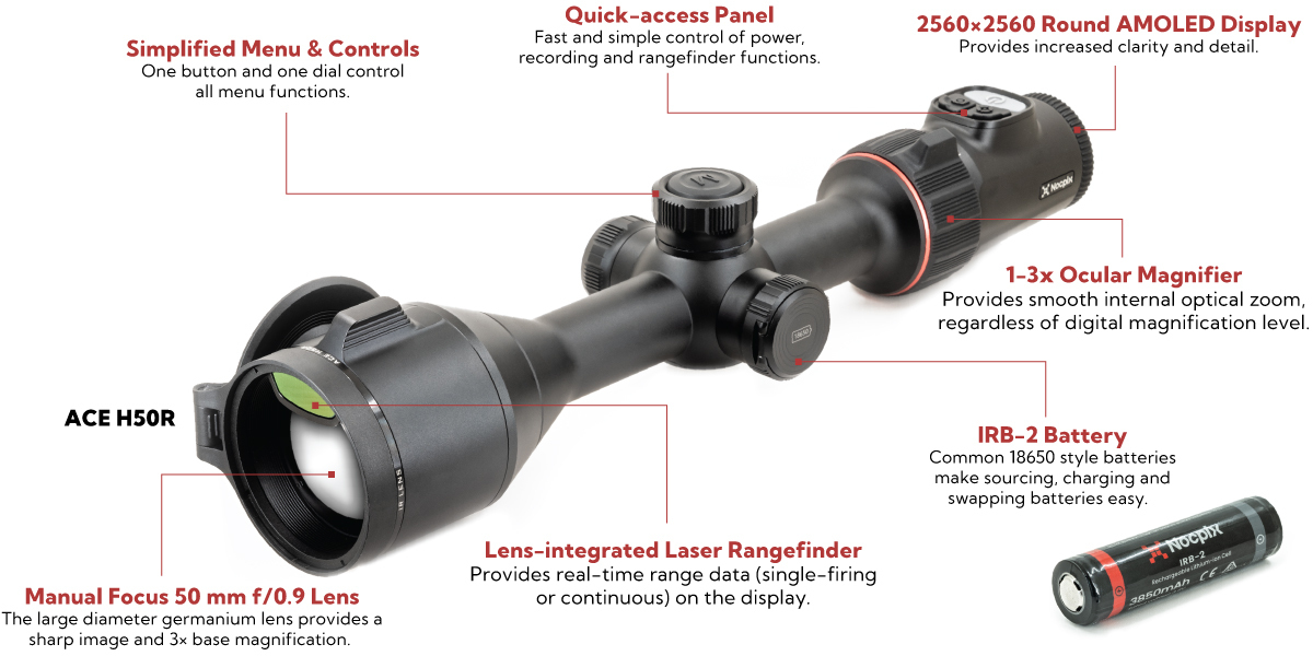 Features of the Nocpix ACE H50R LRF Thermal Rifle Scope