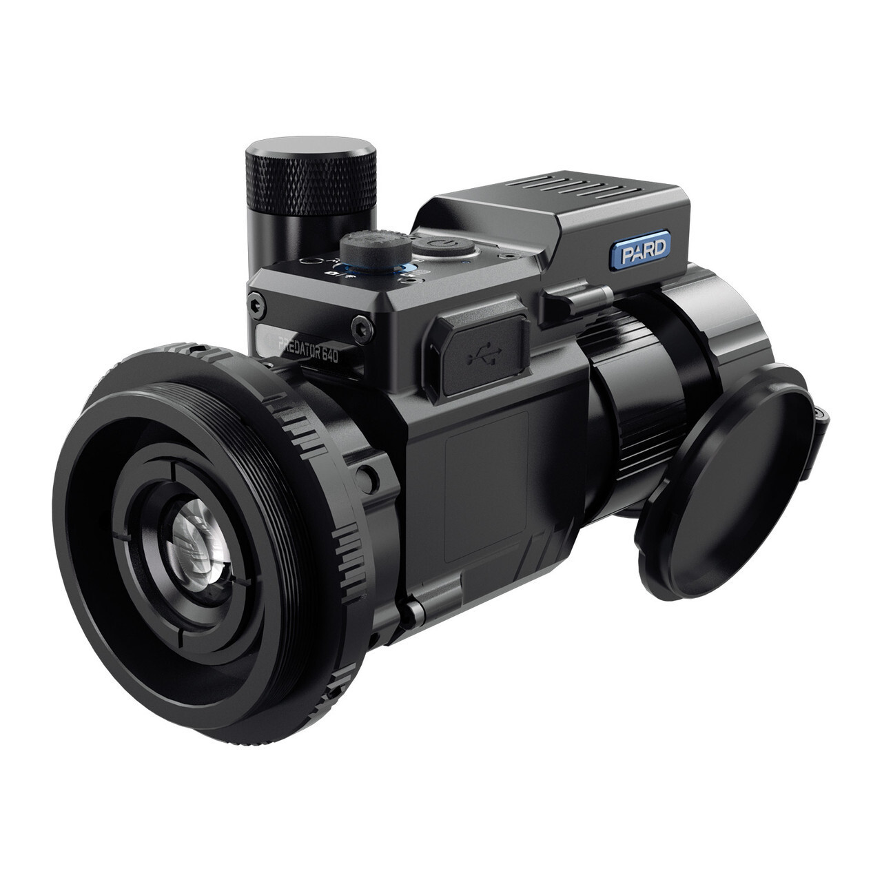 rear right side view Pard Predator 640 thermal imaging clip on scope with LRF
