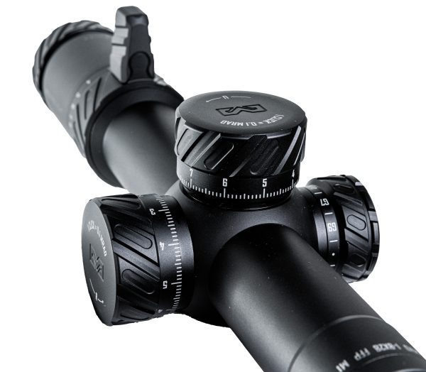 top angle closeup of turrets Meprolight MVO 1 8x28mm LPVO Riflescope