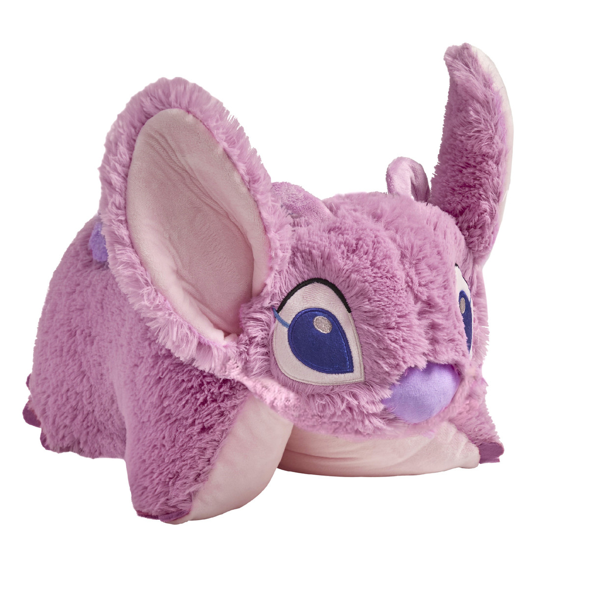 Disney Angel Pillow Pet in plush character form, featuring pink fur, large ears, and a purple nose.