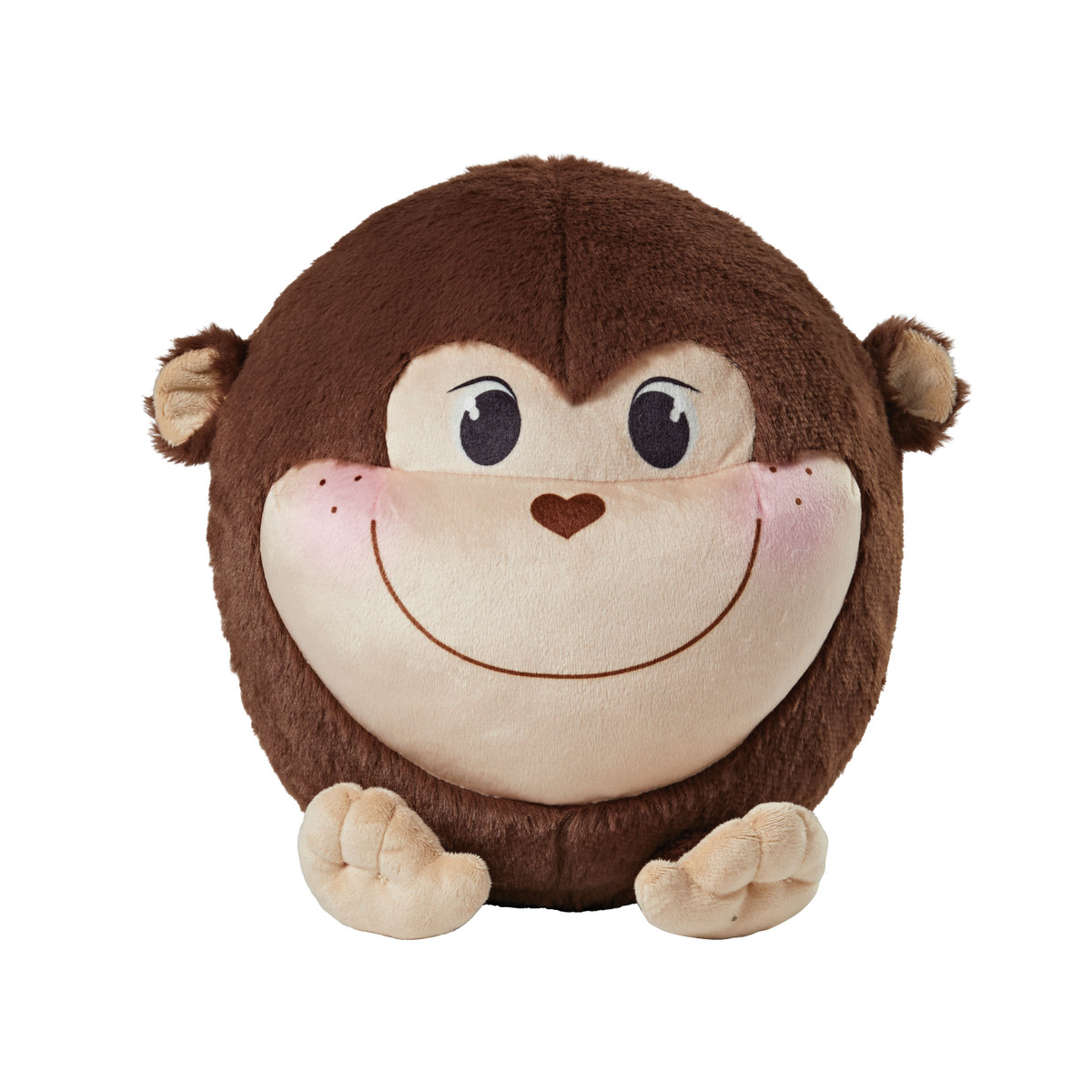 Cheeky Monkey Puff featuring soft brown plush, a cream-colored face and ears, rosy cheeks, freckles, a heart-shaped nose, and a sweet face.