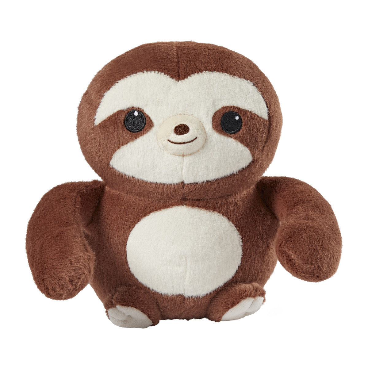 Cute brown Lazy Lou the Sloth Boomeez front view with hands down by its sides