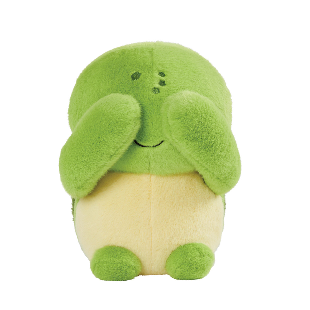 Cute green Speedy the Turtle Boomeez front view with hands covering its eyes