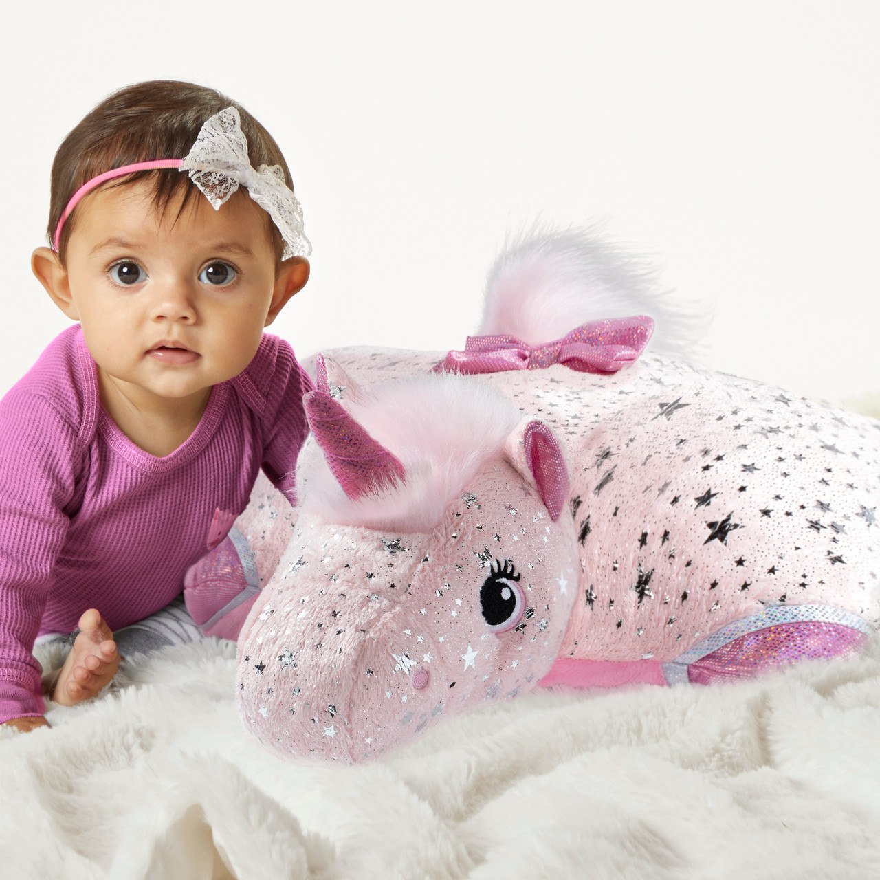Pillow Pets Originals Sparkly Pink Unicorn Stuffed Animal Plush Toy