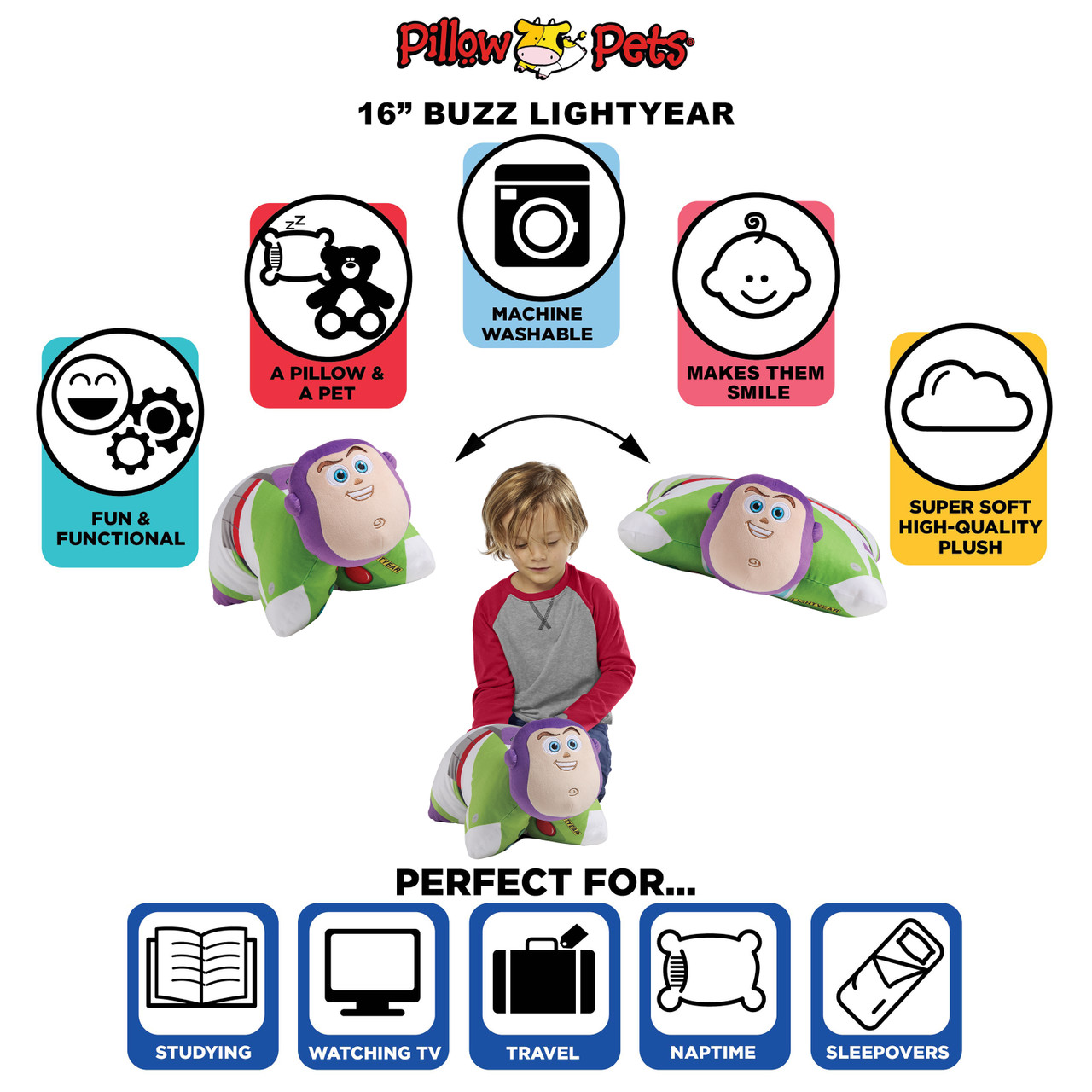Official Disney Pixar Toy Story Buzz Lightyear Pillow Pet - A