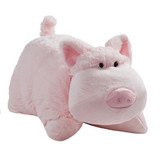 Wiggly Pig Pillow Pet in plush character form, featuring soft pink plush, tiny tail, pointy ears, a pink snout, and a sweet smile.