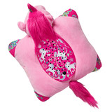 Back view of the Colorful Pink Unicorn Sleeptime Lite featuring soft pink plush and the built-in night light projector panel.