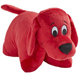 Jumbo 30in Clifford the Big Red Dog Pillow Pet in plush character form, featuring bright red fur, floppy ears, a black nose, and a friendly smile.