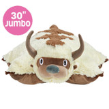 Jumbo 30in Appa Pillow Pet in plush pillow form, featuring Appa's white fur, brown markings, curved horns, and arrow on his head.