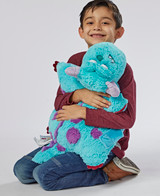 Little boy smiling hugging the Sulley Pillow Pet.