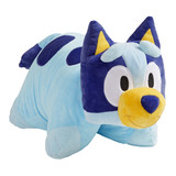 Jumbo 30in Bluey Pillow Pet in plush character form, featuring Bluey's blue fur, cream muzzle, dark blue markings, and pointy ears.