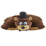 Jumbo Freddy Fazbear Pillow Pet unfolded into an extra-large plush pillow with Freddy's head at one end and his brown body extending across the pillow.