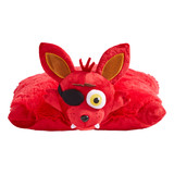 Five Nights at Freddy's Foxy Pillow Pet unfolded into a soft plush pillow with Foxy's head at one end and his red body extending across the pillow.