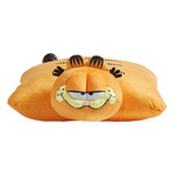 Garfield Pillow Pet unfolded into a soft plush pillow with Garfield's head at one end and his orange body extending across the pillow.