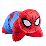 Spider-Man Pillow Pet in plush character form, featuring Spider-Man's red and blue suit with black web detailing and large white eyes.