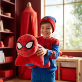Little boy playing with the Spider-Man Pillow Pet