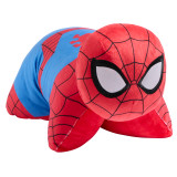Jumbo 30" Spider-Man Pillow Pet in plush character form, featuring Spider-Man's red and blue suit with black web detailing and large white eyes.
