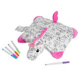 Color On Unicorn Pillow Pet with included washable fabric markers for coloring.