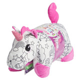 Color On Unicorn Pillow Pet displayed in packaging with included washable fabric markers.