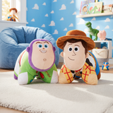 Lifestyle Image of Toy Story Buzz Lightyear and Woody Pillow Pets in a kids bedroom