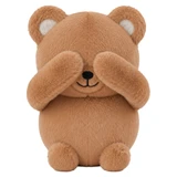 Cute brown Teddy the Bear Boomeez front view with hands covering the eyes, playing peekaboo