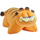 Garfield Pillow Pet in plush character form, featuring orange fur, black stripes, half-closed eyes, and a smiling face.