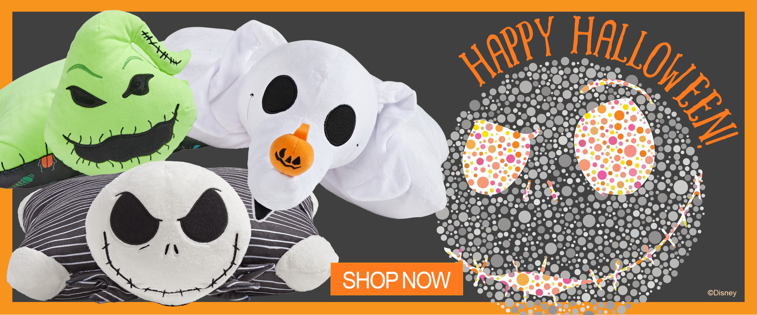 Happy Halloween! Click here to shop The Nightmare Before Christmas Pillow Pets, Jack Skellington, Oogie Boogie and Zero! Shop now!