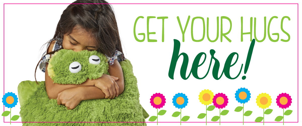 Click here to shop best selling Pillow Pets! Shop favorite designs including the Friendly Frog! Get your hugs here!