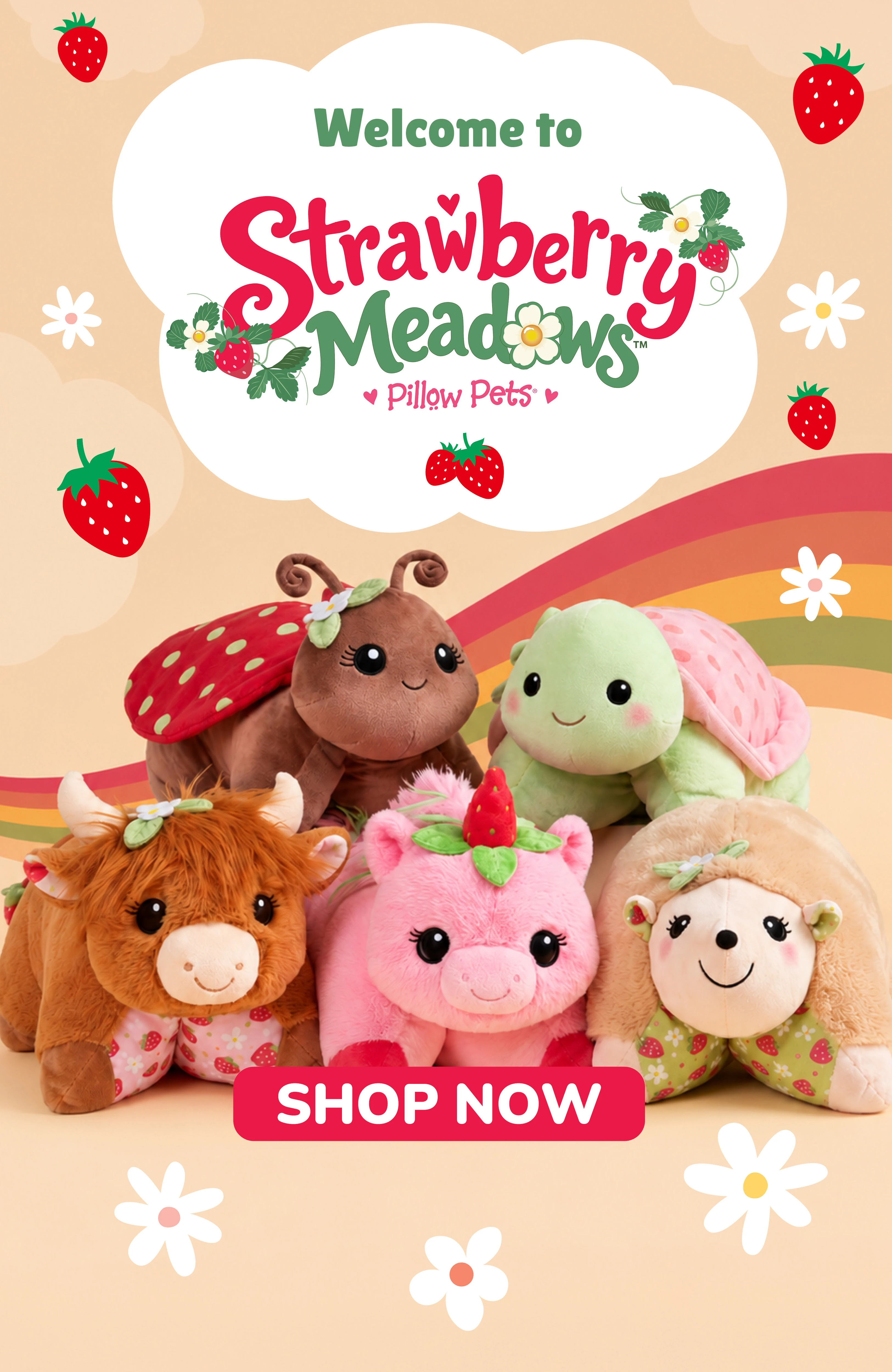 Welcome to Strawberry Meadows! The newest strawberry themed pillow pets are as cute as can be! shop now!