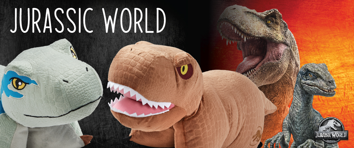 Click here to shop Jurassic World Pillow Pets, including Blue the Velociraptor and a ferocious T-Rex!