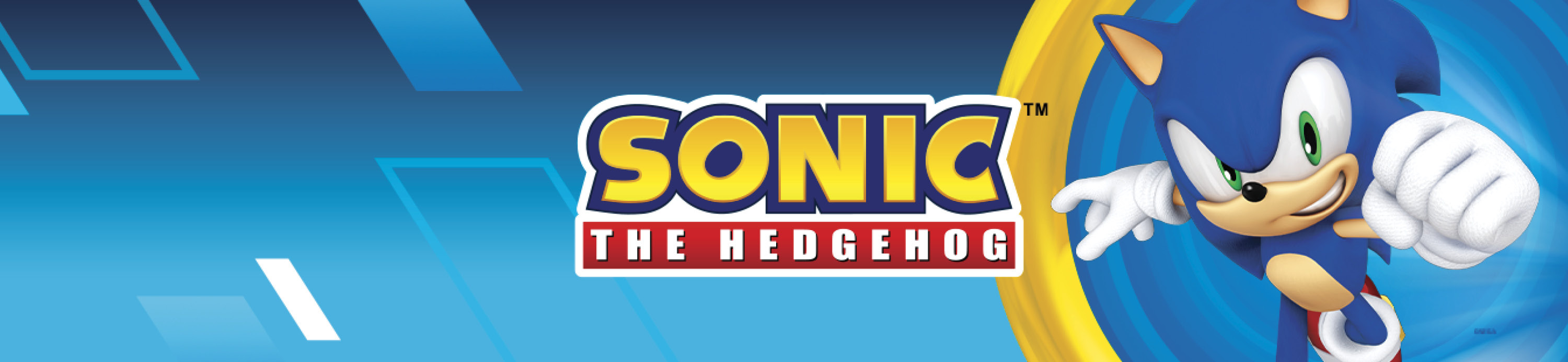 Image of Sonic the Hedgehog character with the Sonic the Hedgehog logo