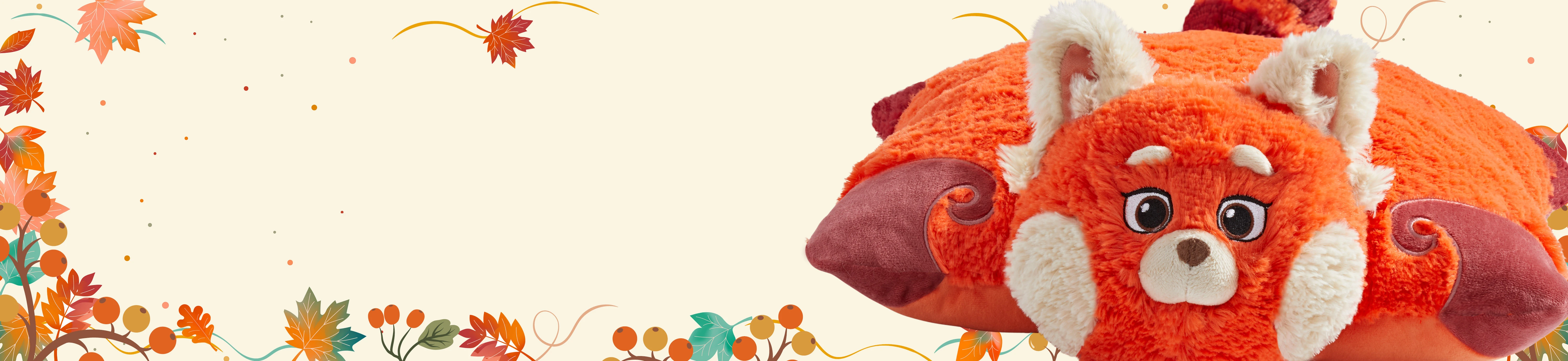 Image of Disney's Panda Mei Pillow Pet, cute and fluffy and very orange! On sale now!