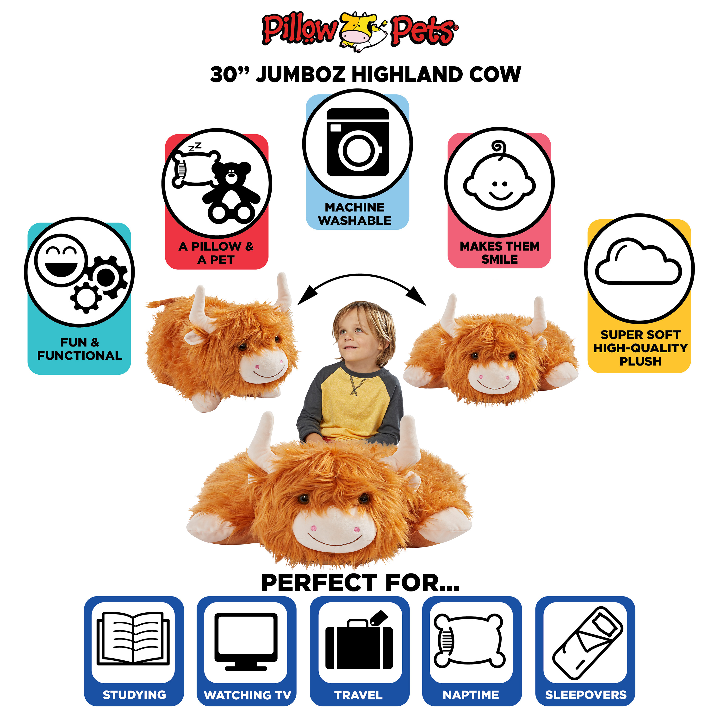 Official Highland Cow Jumbo Pillow Pet – A giant classic