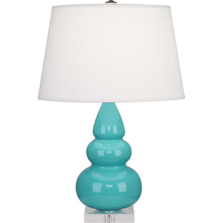 Robert Abbey Egg Blue Small Triple Gourd Accent Lamp in Egg Blue Glazed Ceramic with Lucite Base A292X
