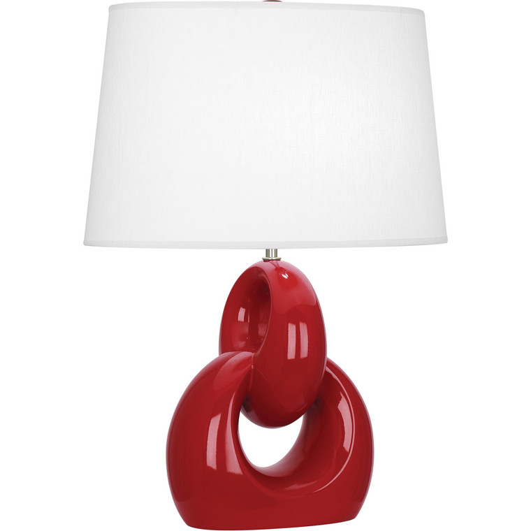 Robert Abbey Ruby Red Fusion Table Lamp in Ruby Red Glazed Ceramic with Polished Nickel Accents RR981