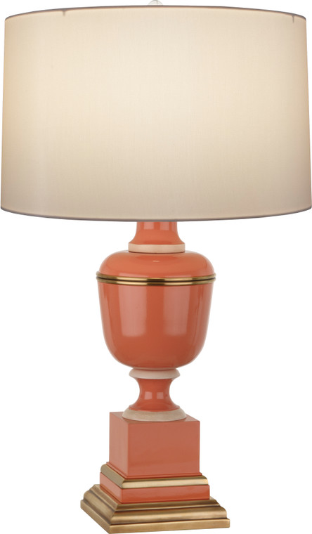 Robert Abbey Annika Accent Lamp in Tangerine Lacquered Paint and Natural Brass with Ivory Crackle Accents 2603X