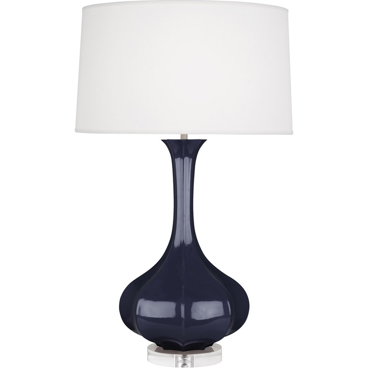 Robert Abbey Midnight Pike Table Lamp in Midnight Blue Glazed Ceramic Lucite Base MB996